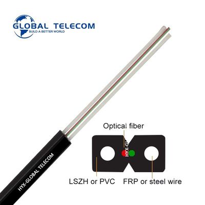 GJYXFCH Flat Drop Fiber Cable FRP / kawat baja 1 inti 2 inti