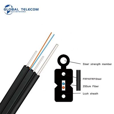 2 Core FTTH Drop Fiber Optic Cable, Kabel Drop FTTH Luar Ruangan G657A1 G657a2 Fiber G657A4